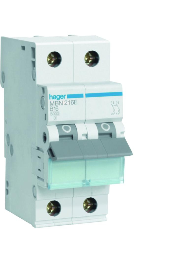 MCB Wyłącznik nadprądowy 6kA 2P B16A  MBN216E HAGER