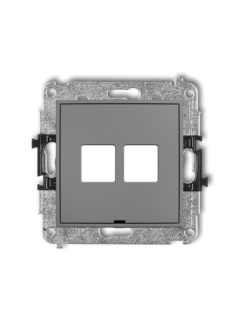 ICON Gniazdo antenowe multimedialne podwójne bez modułu, bez pola opisowego (standard Keystone) szary mat 27IGMBO-2P KARLIK