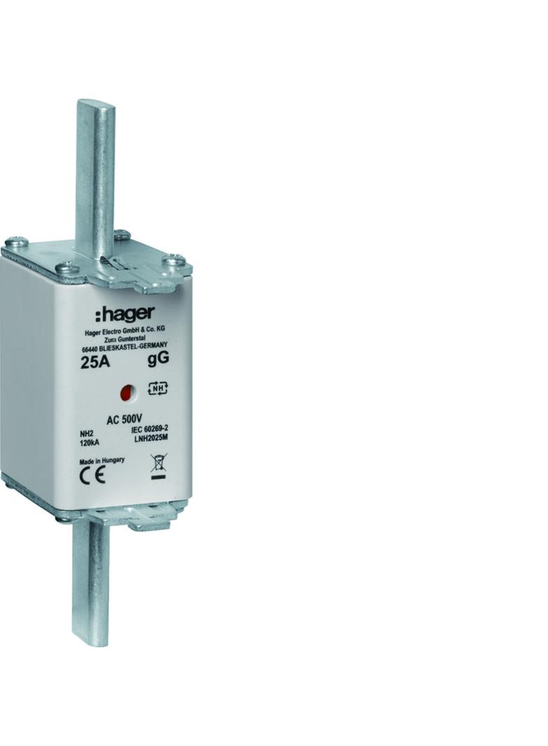 Wkładka bezp. nożowa NH2C wsk.podw. uchwyt nieiz. gG 25A 500VAC LNH2025M HAGER
