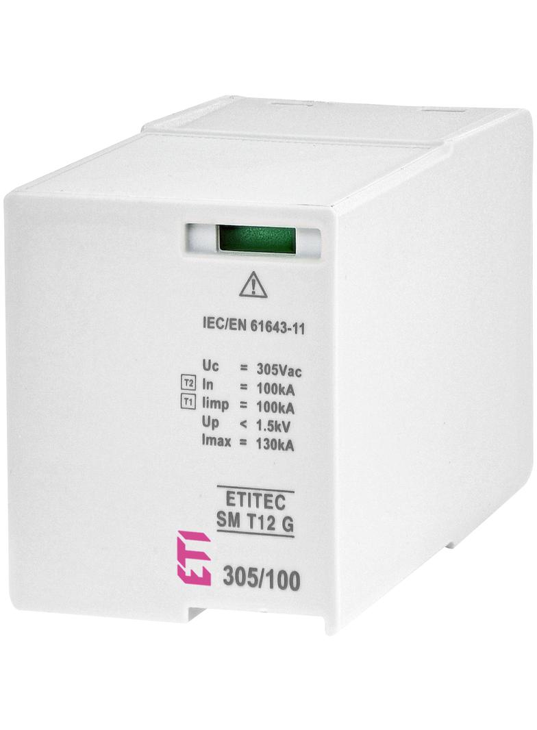 MOD. ETITEC SM T12 305/100 G Moduł ogranicznika przepięć Typ1,T2 (kl.B,C) - bez prądu upływu
