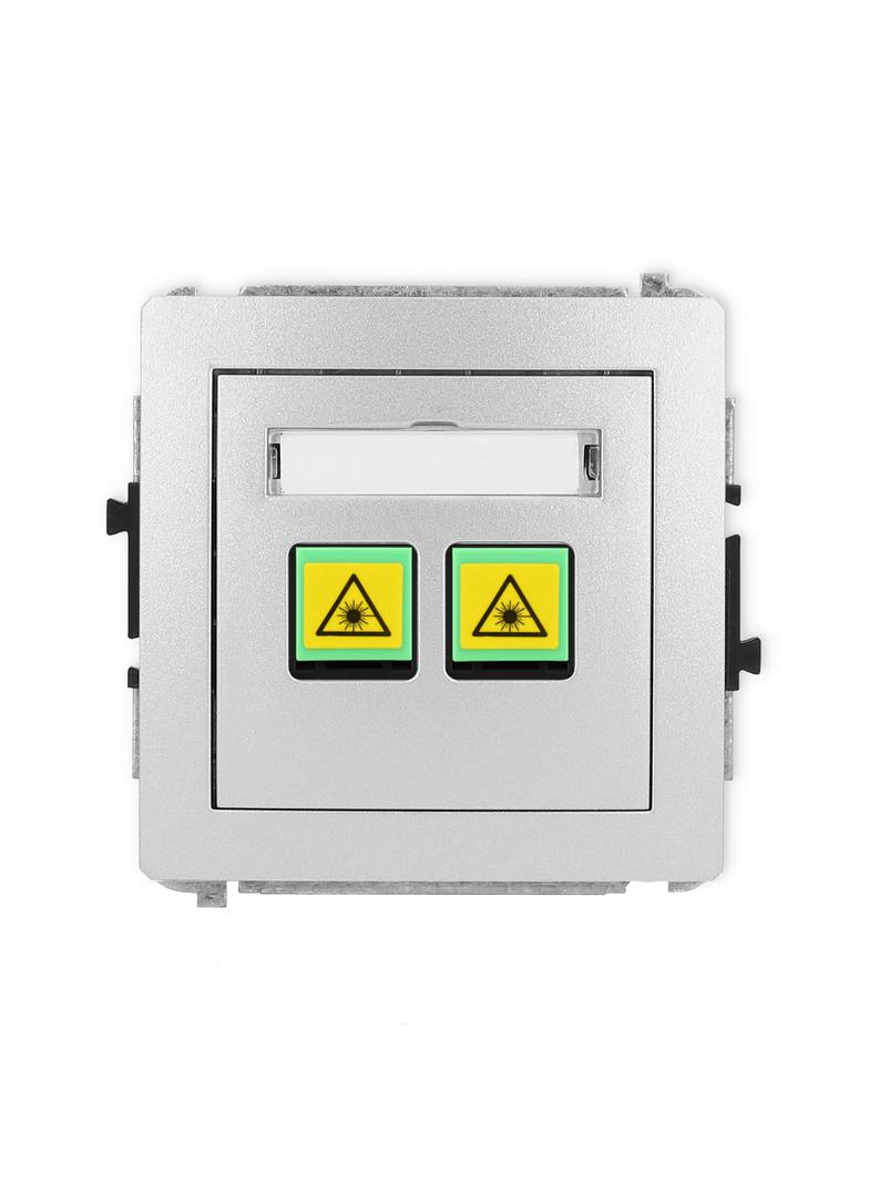 DECO Mechanizm gniazda światłowodowego/optycznego podwójnego srebrny metalik