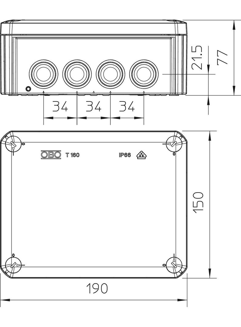T 160, SKRZYNKI ROZGAŁĘŹNE 190X150X77