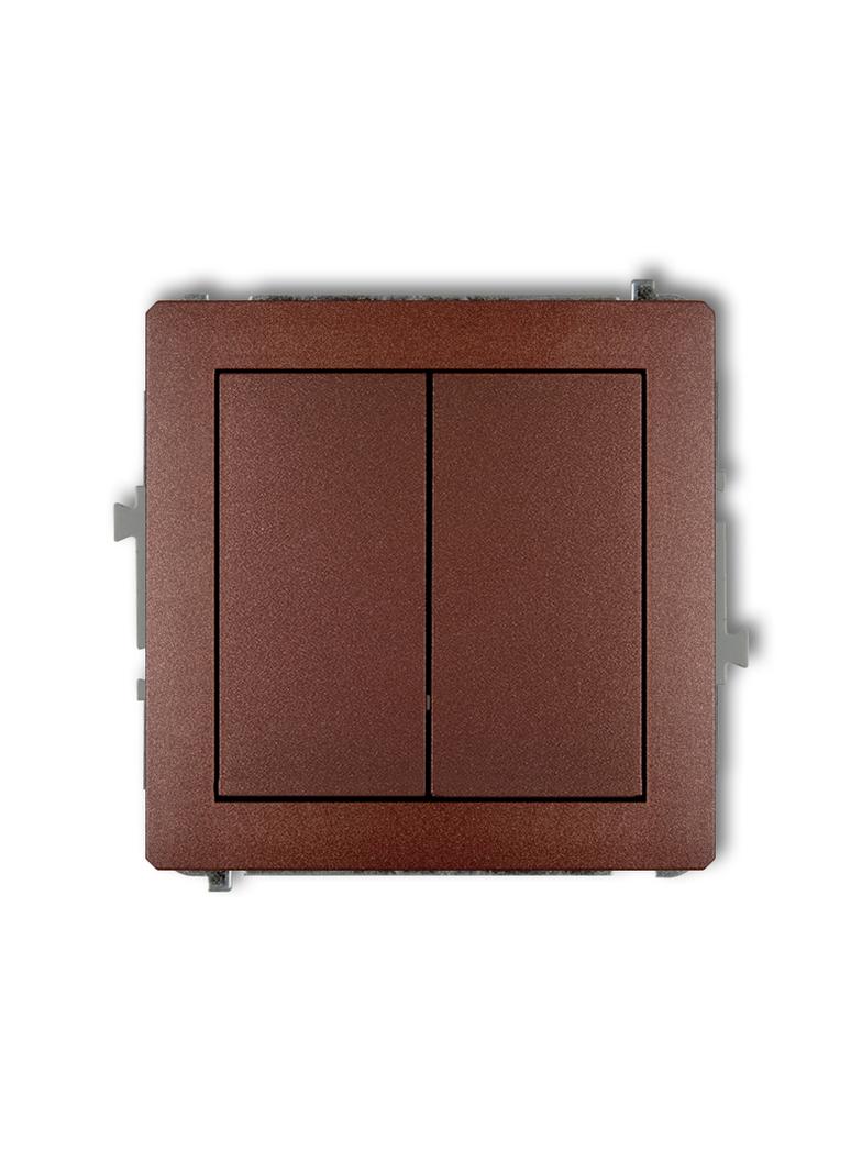 DECO Mechanizm łącznika podwójnego krzyżowego (dwa klawisze bez piktogramu) brązowy metalik