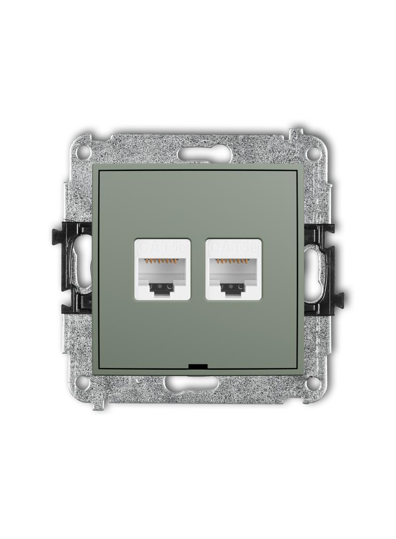 ICON Mechanizm gniazda komputerowego podwójnego 2xRJ45, kat. 5e, 8-stykowy, bez pola opisowego szałw