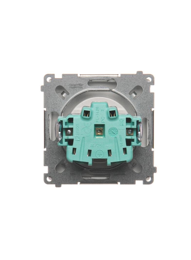 Simon Basic Gniazdo wtyczkowe pojedyncze z uziemieniem 16A 250V z przesłonami torów prądowych szybkozłączka srebrny mat BMGZ1CZ.01/43 BMGZ1cz.01/43 KONTAKT