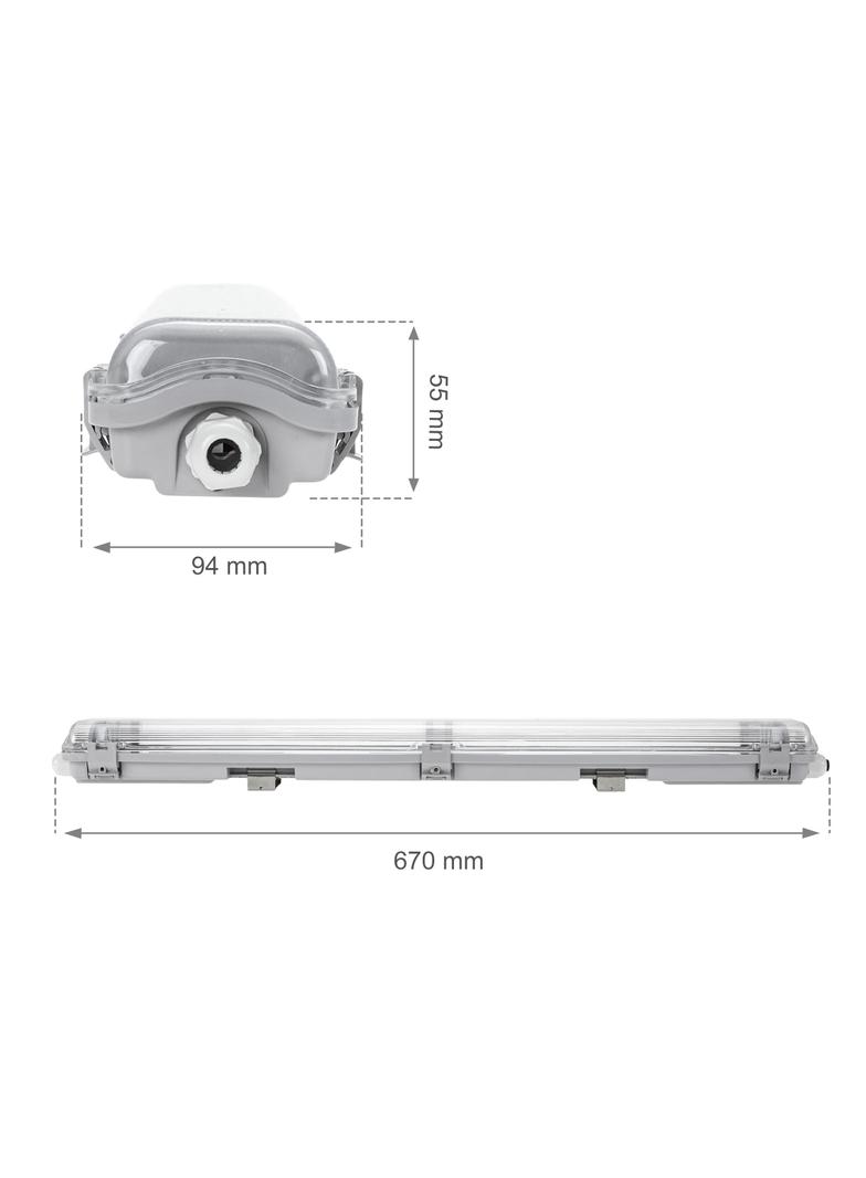 Limea LED TUBE 2x60 IP65, korpus ABS, klosz PC, zasilanie jednostronne