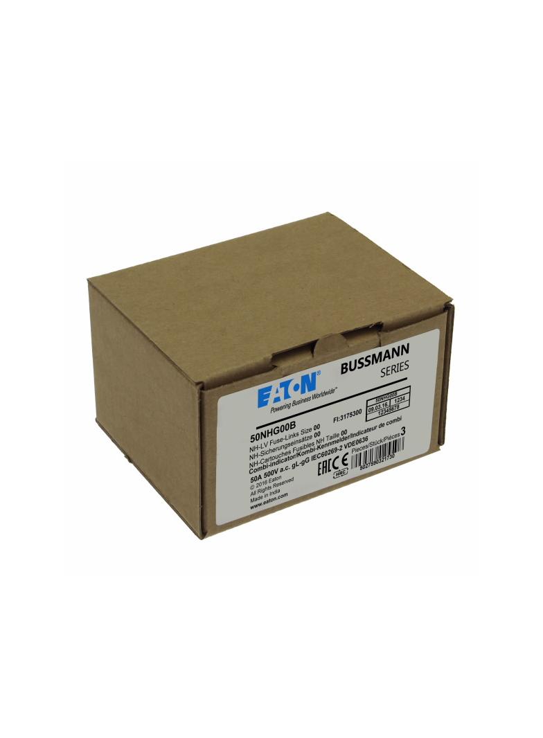 BUSSMANN 50A 500V NH00 GG Wkładka NH00 50A 500V GL/GG podwójny wskaźnik 50NHG00B EATON
