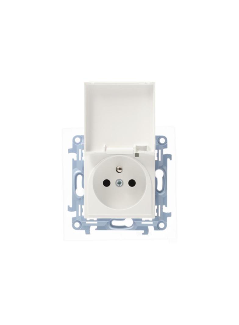 Simon 10 Gniazdo z/u IP44 z uszczelką – klapka w kol. pokrywy 16A szybkozłączka biały