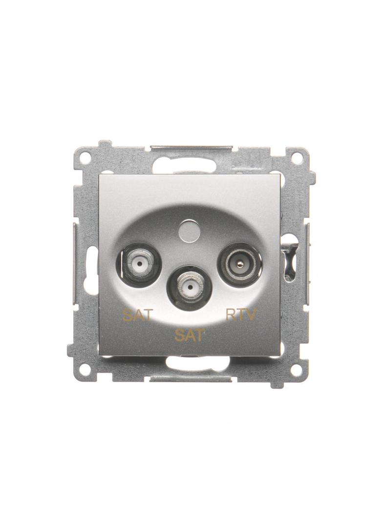 Simon 54 Gniazdo antenowe satelitarne podwójne SAT-SAT-RTV srebrny mat