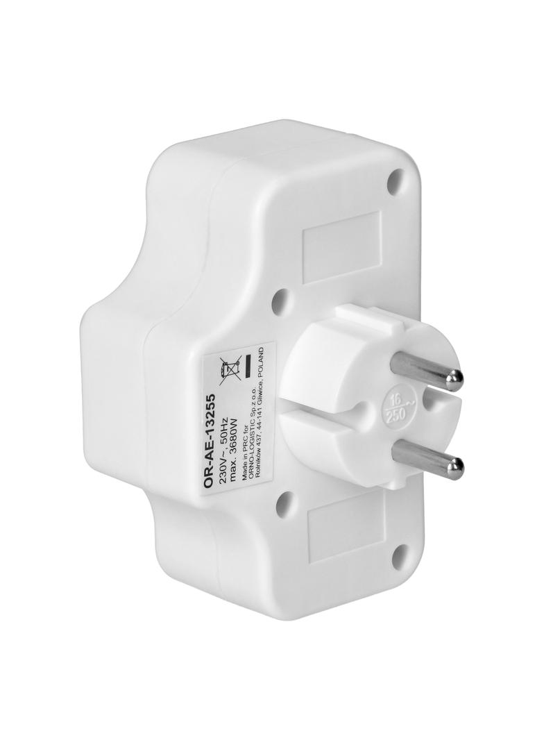 Rozgałęźnik 4x2P/II z włącznikiem, biały OR-AE-13255 ORNO