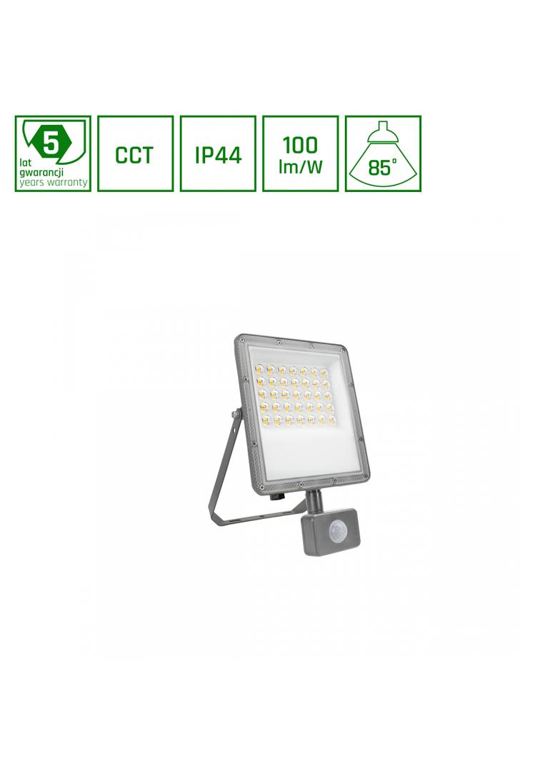 NOCTIS MAX CCT NAŚWIETLACZ 30W CCT 230V IP44 245x150x53mm SZARY CZUJNIK RUCHU 5 LAT GWARANCJI