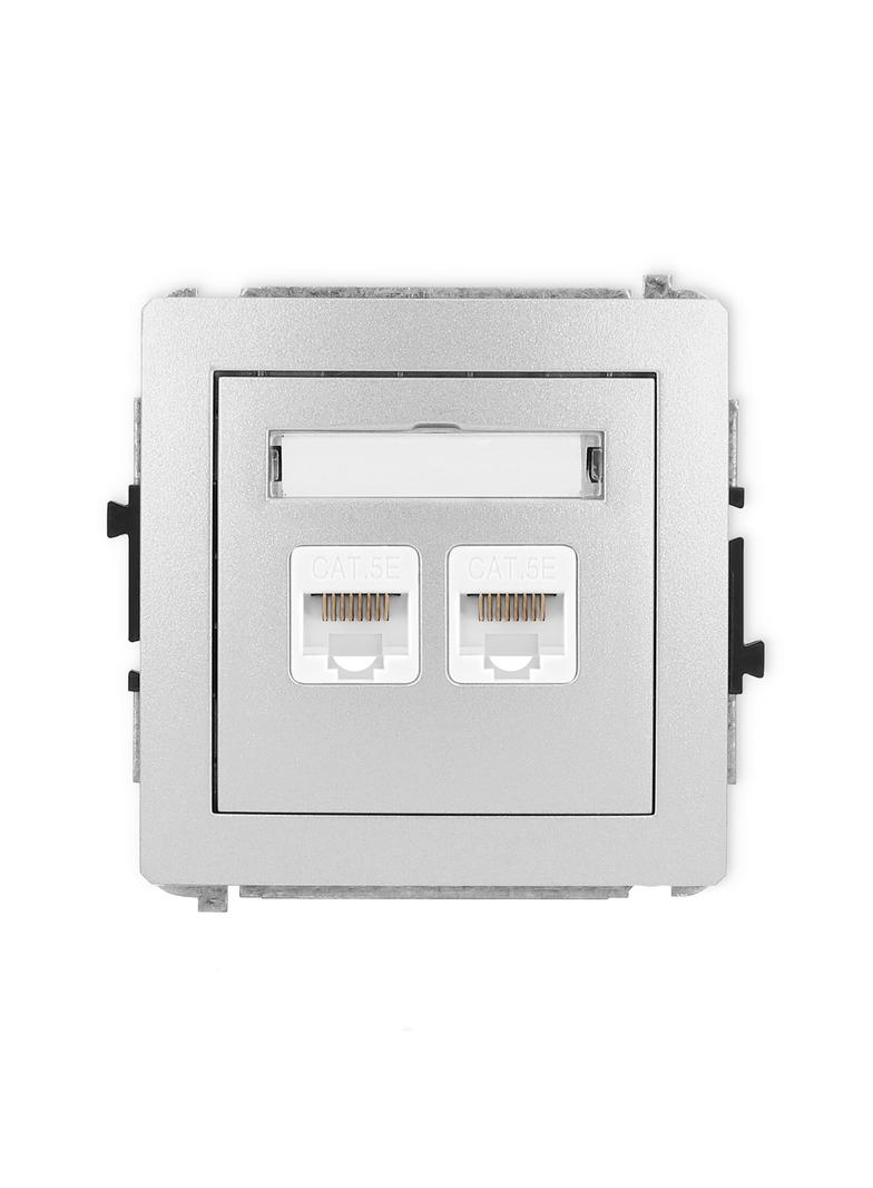 DECO Gniazdo podwójne komputerowe 2xRJ45, kat. 5e, 8-stykowy srebrny metalik 7DGK-2 KARLIK