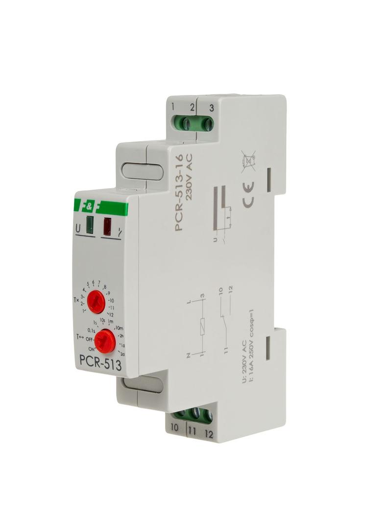 Przekaźnik czasowy rewersyjny styki: 1Z/R 230V 16A PCR-513-16 F&F