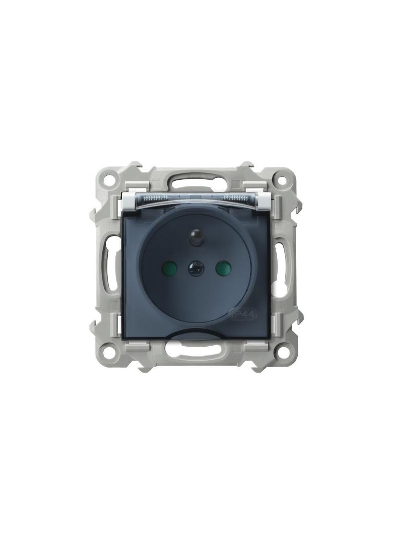 SZAFIR Gniazdo bryzgoszczelne z uziemieniem IP-44 z przesłonami torów prądowych wieczko przezroczyst