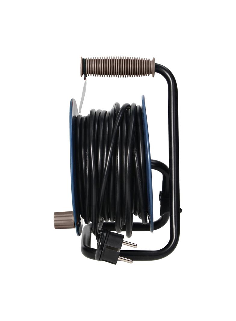 Przedłużacz bębnowy MINI, 4 gniazda 2P+Z, metalowy stojak, polwinit H05VV-F 3x1mm2 , długość 15m, szary OR-AE-1339/G ORNO