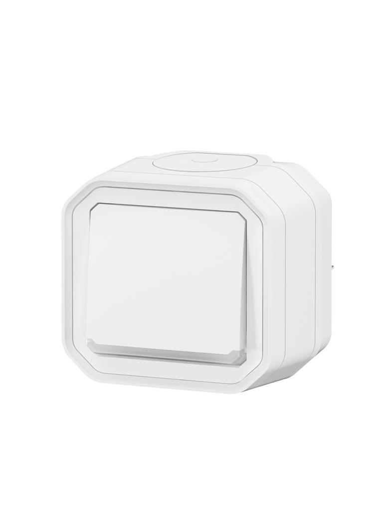 NOWE PLEXO - PRZY. JEDNOBIEGUNOWY Z PODŚWIETL. KOMPLET NATYNK. 10A-250V~ BIAŁY