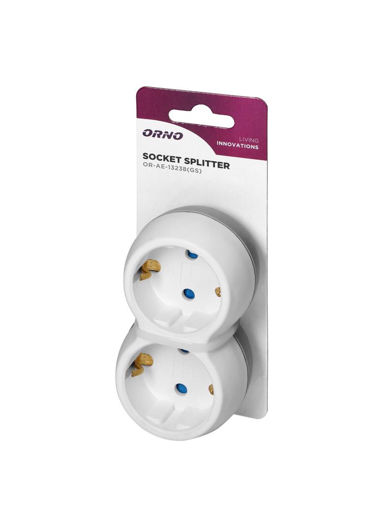Rozgałęźnik 2x2P+Z (Schuko), biało-szary OR-AE-13238(GS) ORNO
