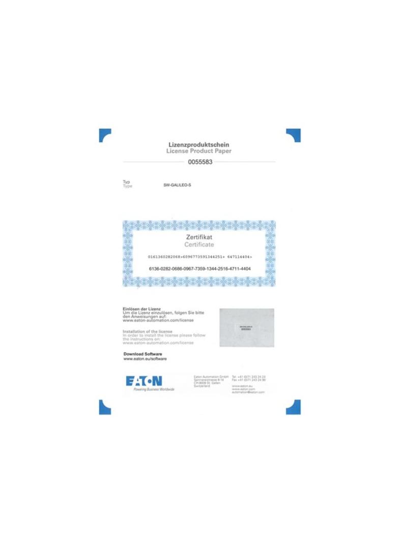SW-GALILEO-S GALILEO - licencja jednostanowiskowa na oprogramowanie wizualizacyjne 171500 EATON