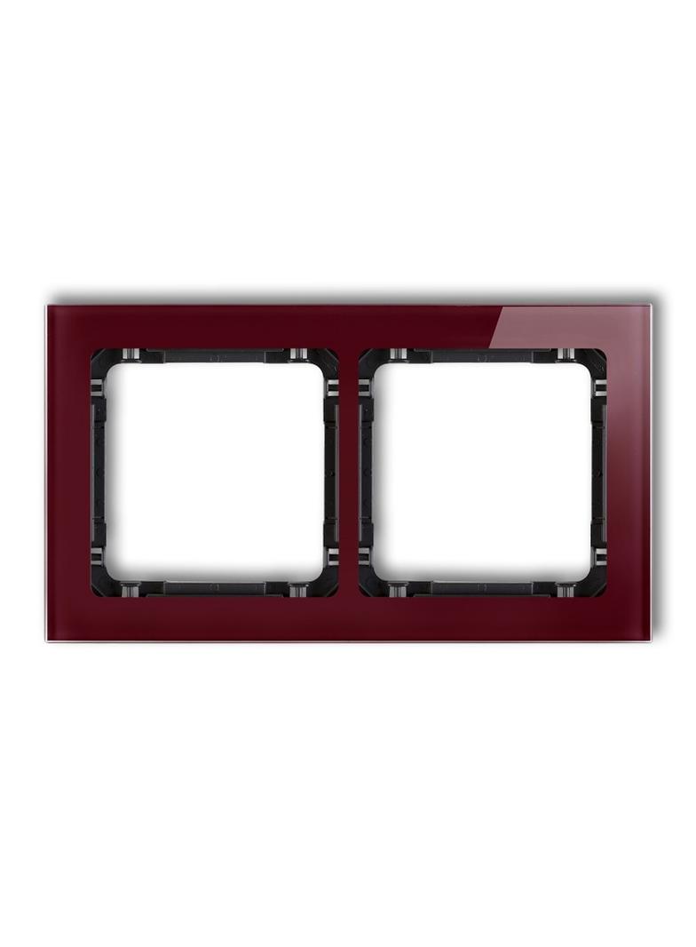 DECO Ramka uniwersalna podwójna - efekt szkła (ramka: bordowa; spód: czarny)