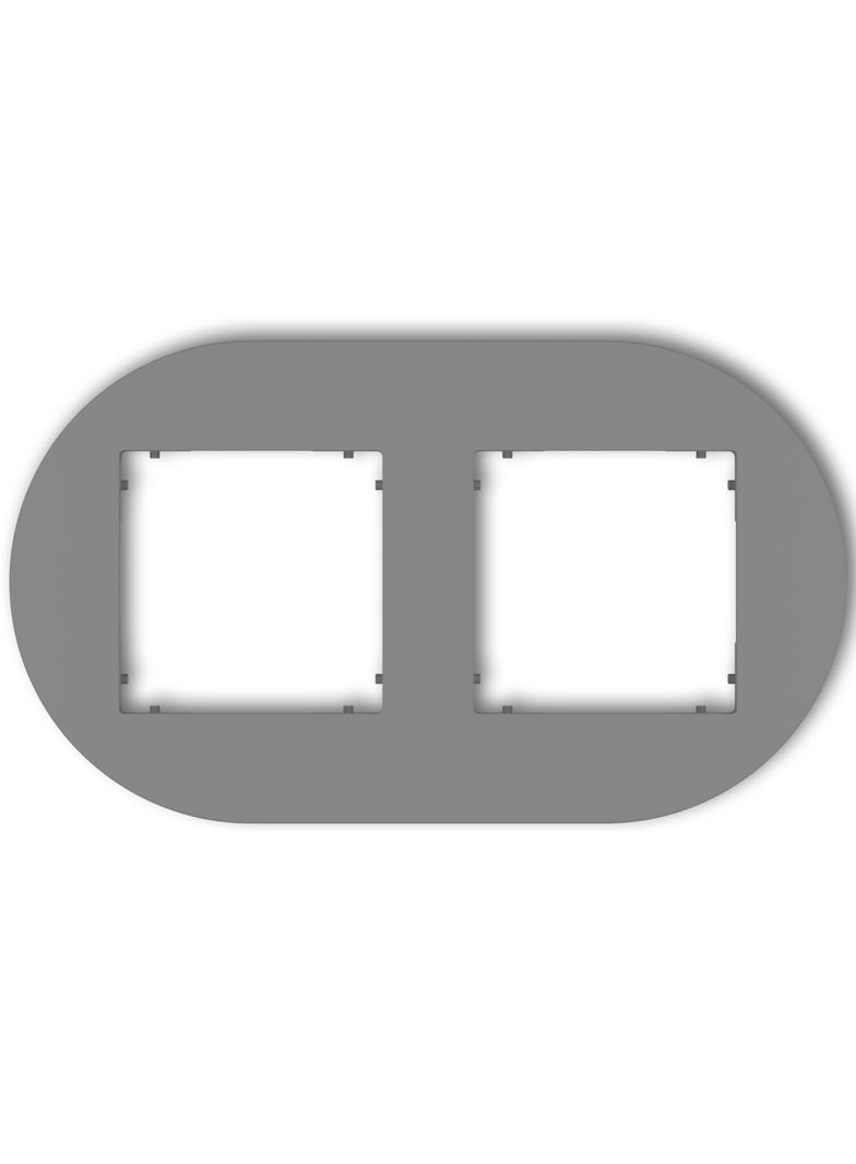 MINI Ramka uniwersalna podwójna okrągła z tworzywa szary mat