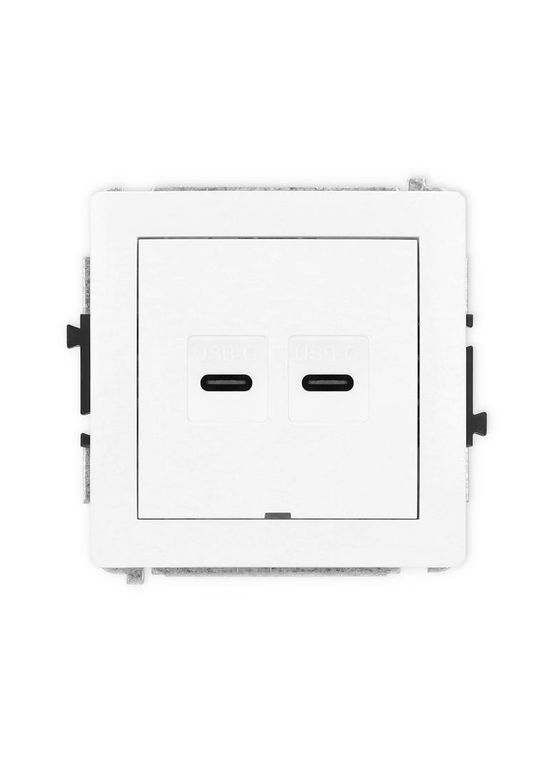 DECO Mechanizm gniazda podwójnego 2xUSB C-C, bez pola opisowego biały mat