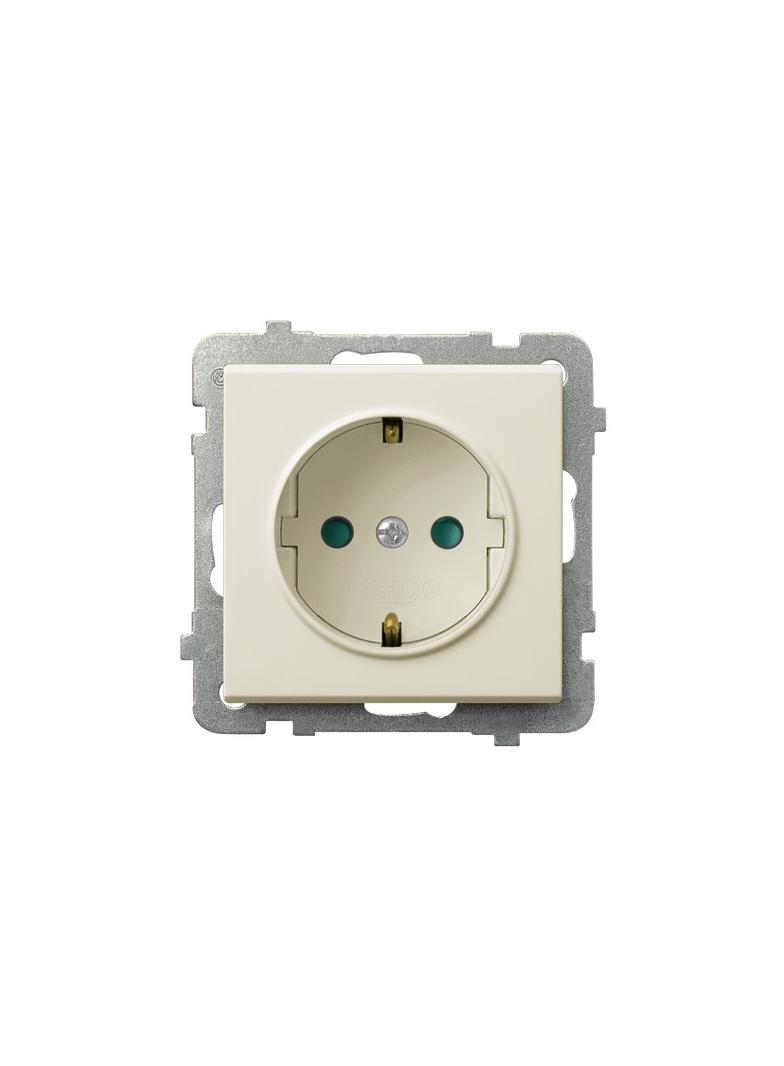 SONATA Gniazdo pojedyncze z uziemieniem schuko z przesłonami torów prądowych - kolor ecru