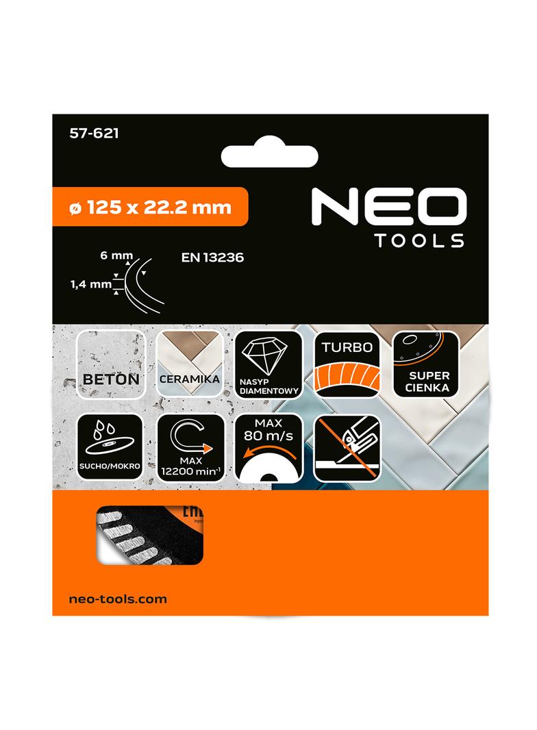 Tarcza diamentowa 125 x 22.2 mm, turbo super cienka