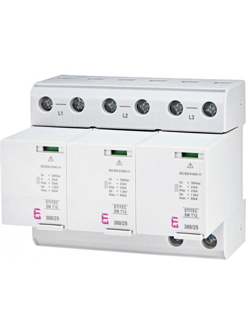 ETITEC SM T12 300/25 3+0 Ogranicznik przepięć Typ1,T2 (kl.B,C) - bez prądu upływu