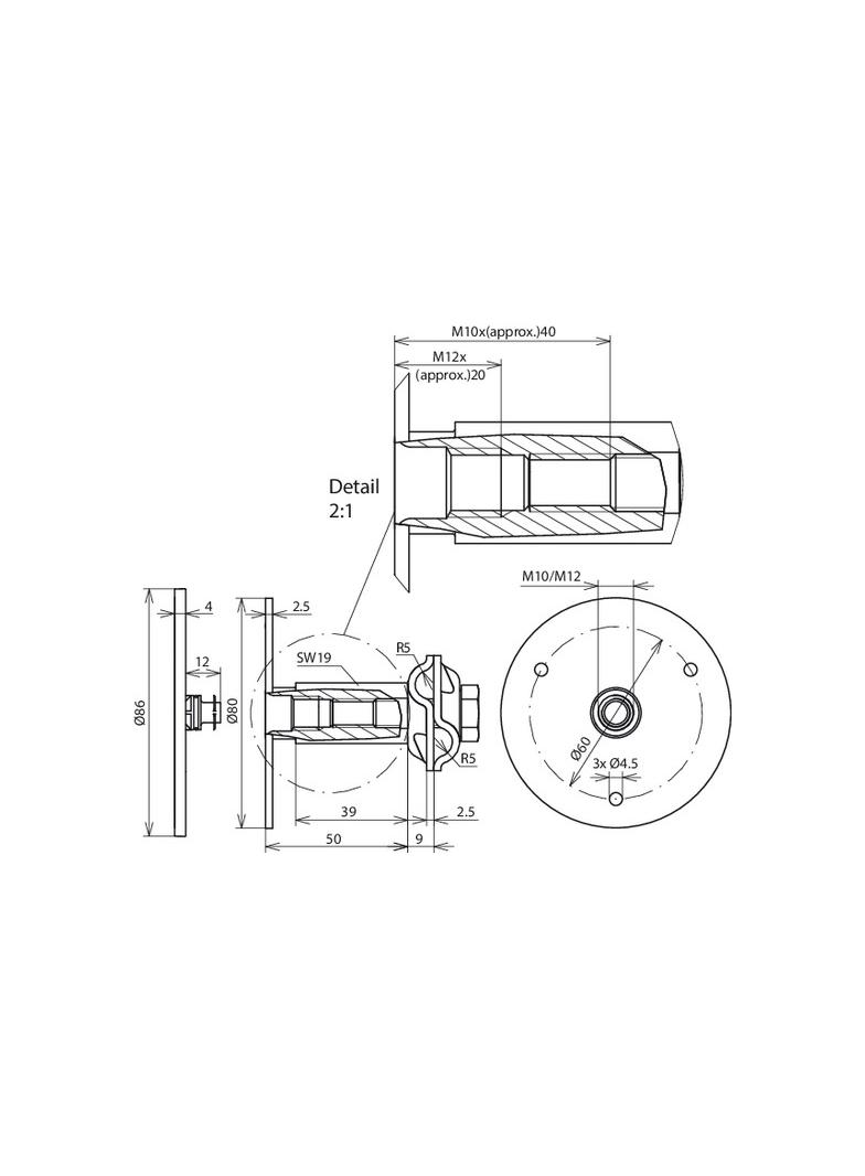 Wypust uziemiający typ M M10/M12, z zaciskiem MV, stal nierdzewna NIRO