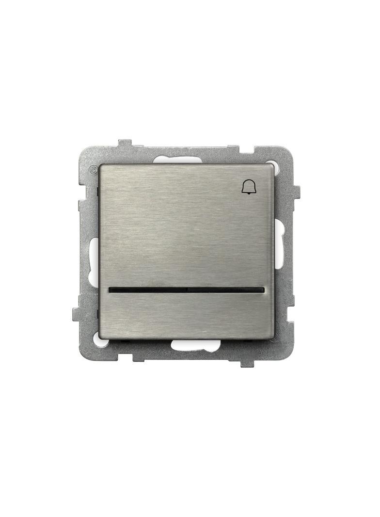 SONATA Łącznik zwierny  dzwonek  z podświetleniem niebieskim - kolor stal inox