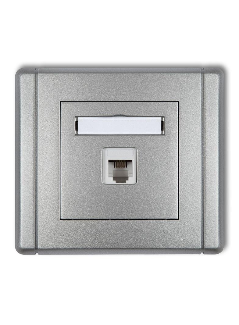 FLEXI Gniazdo telefoniczne pojedyncze 1xRJ11, 4-stykowe, beznarzędziowe srebrny metalik