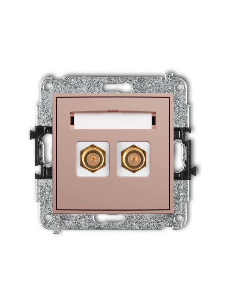 ICON Mechanizm gniazda antenowego podwójnego typu F (SAT) pozłacany łososiowy