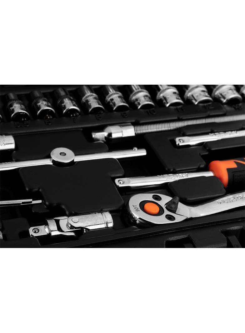 Klucze nasadowe, 1/4”, CrV, zestaw 46 szt.