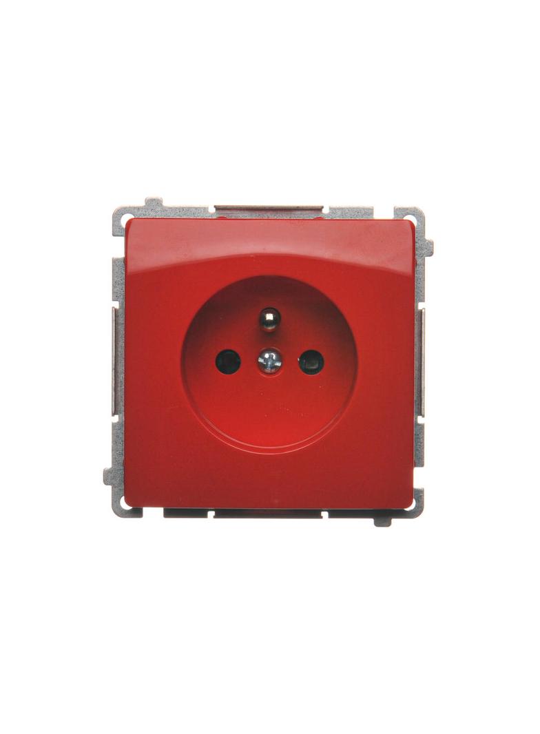 Simon Basic Gniazdo wtyczkowe z uziemieniem z przesłonami torów prądowych 16A 250V zaciski śrubowe czerwone BMGZ1Z.01/22 BMGZ1z.01/22 KONTAKT