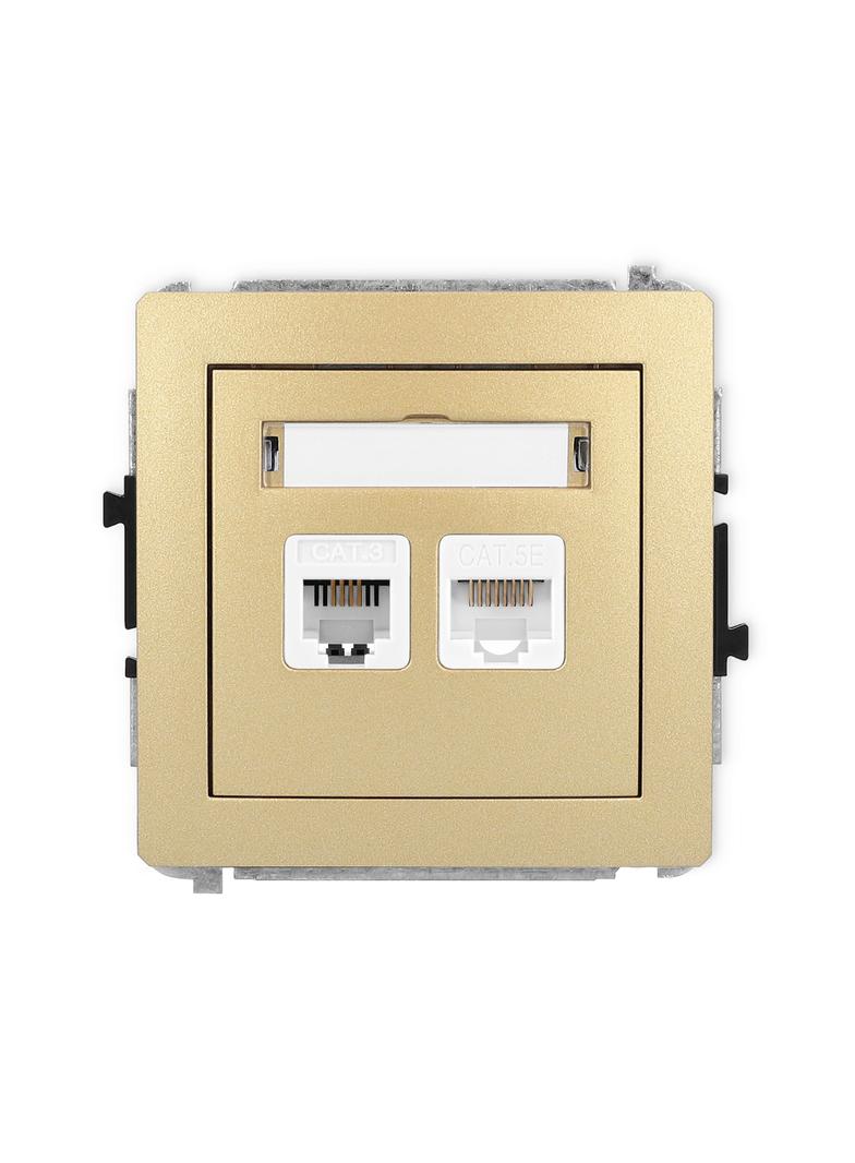 DECO Mechanizm gniazda telefonicznego pojedynczego 1xRJ11 + komputerowego pojedynczego 1xRJ45, kat.
