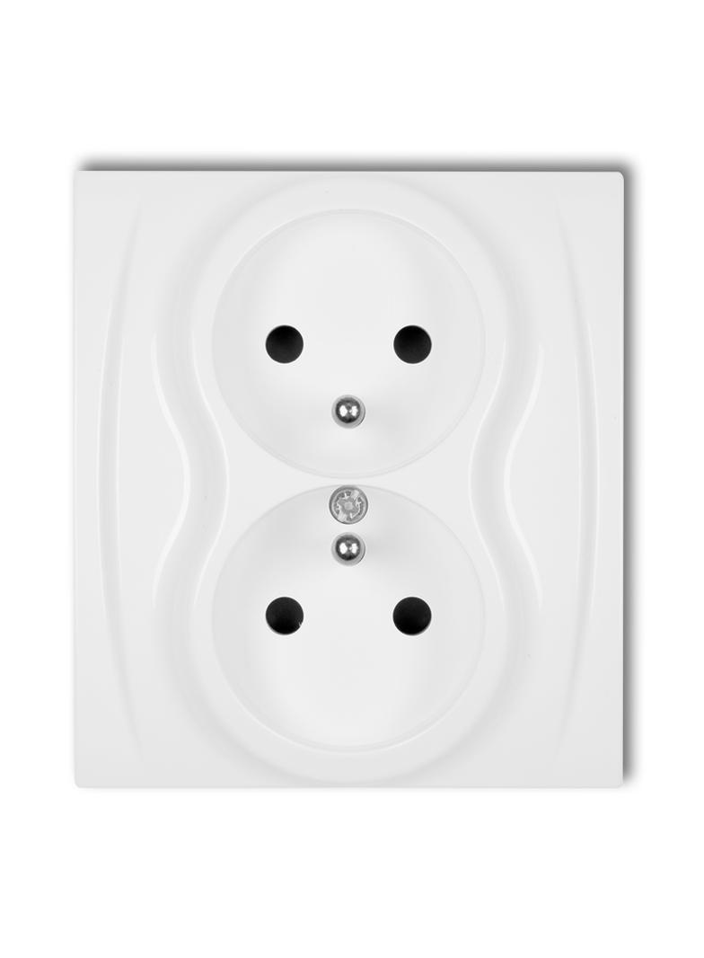 LOGO Gniazdo podwójne z uziemieniem 2x(2P+Z) (przesłony torów prądowych) biały