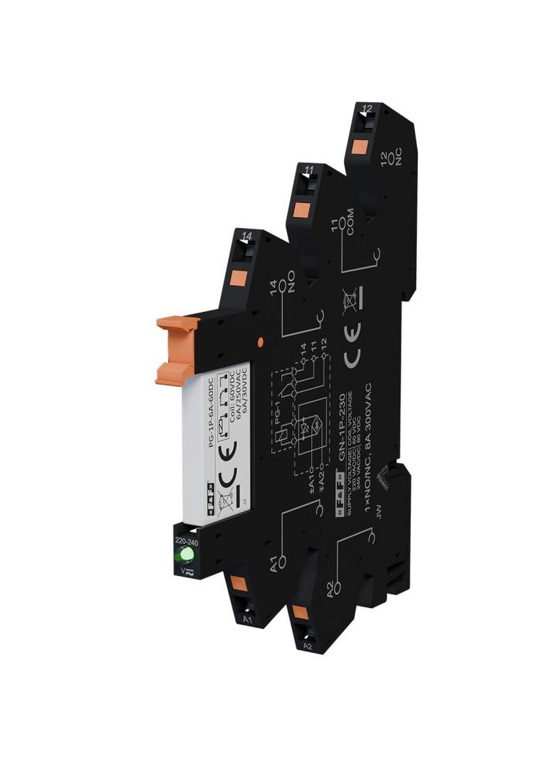 Przekaźnik interfejsowy 1P zasilanie 230 V AC 6A 1/3S z gniazdem GN-1P-230 GPK-1P-230AC F&F
