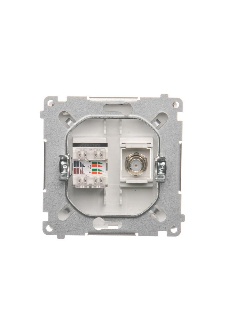 Simon Basic Gniazdo antenowe typu F + RJ45 kat.6 biały BMAFRJ45.01/11 KONTAKT