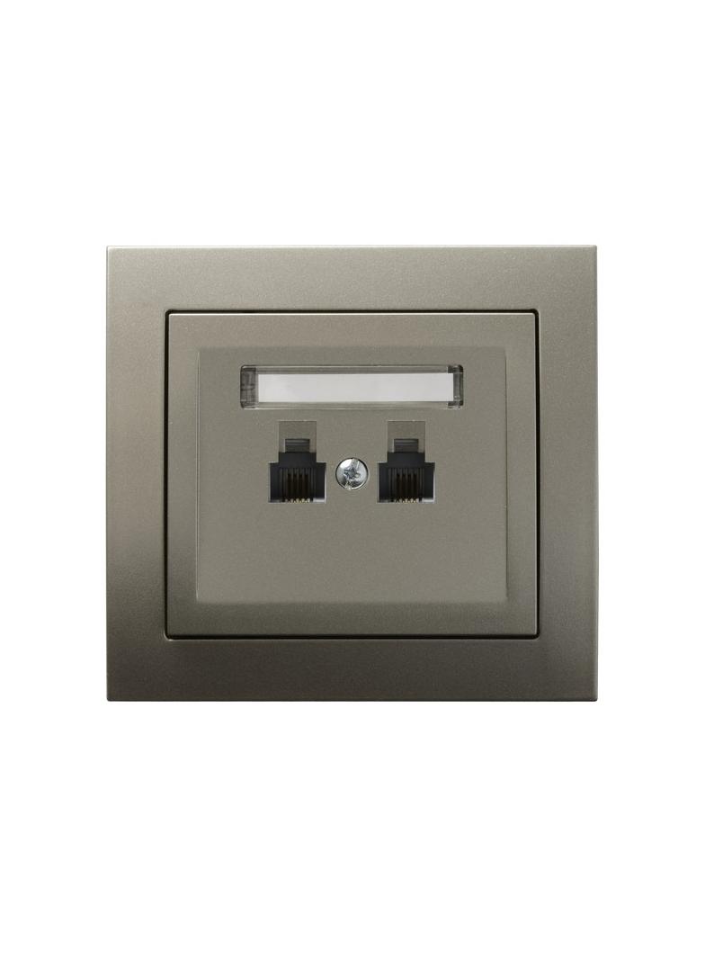 KIER Gniazdo telefoniczne podwójne niezależne - kolor satyna light