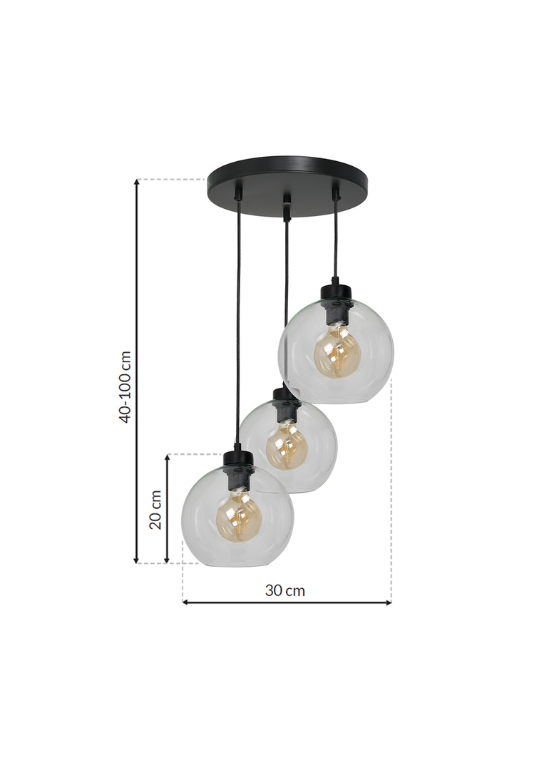 Milagro lampa wisząca Sofia Clear 3xE27 czarna MLP6582