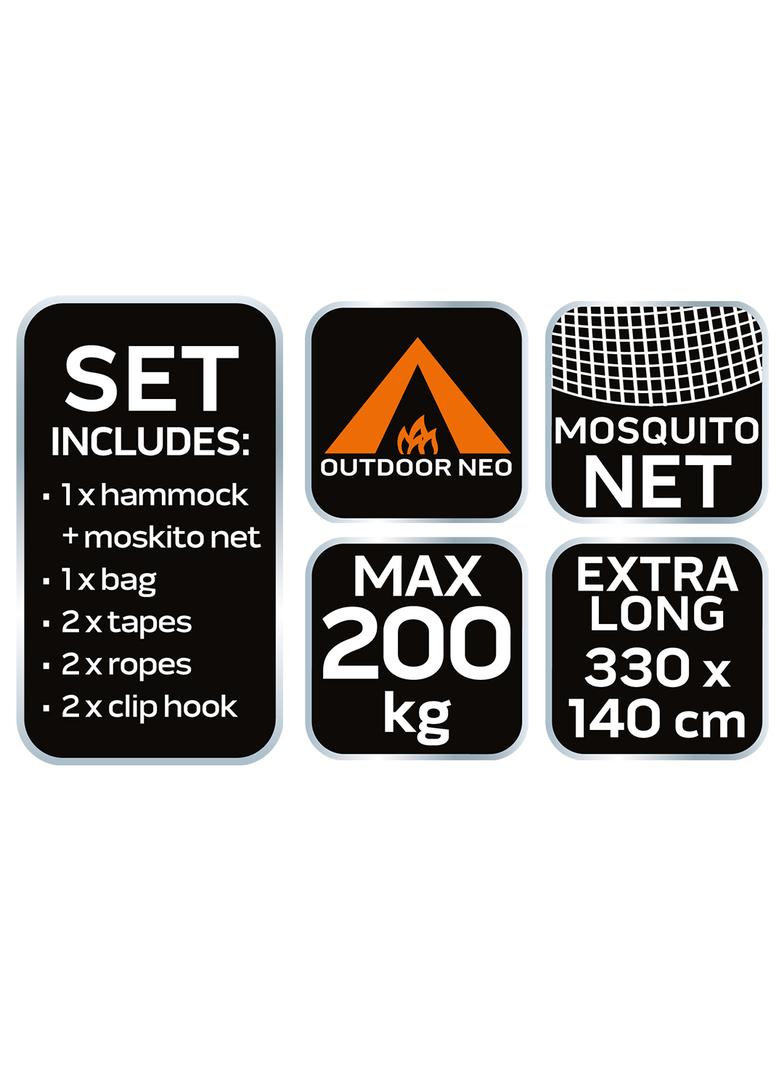 Hamak z moskitierą 330 x 140 cm zestaw