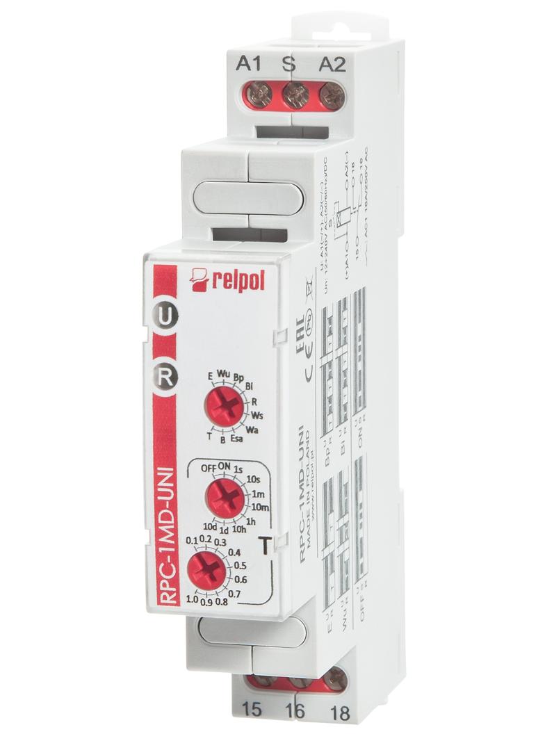 Wielofunkcyjny przekaźnik czasowy 1P 12‑240VAC/DC 50/60Hz RPC‑1MD‑UNI 863218 RELPOL