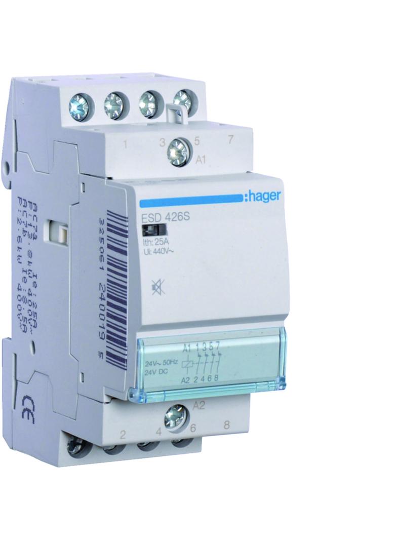 Stycznik modułowy cichy 24V AC 4R 25A AC-7A B ESD426S HAGER