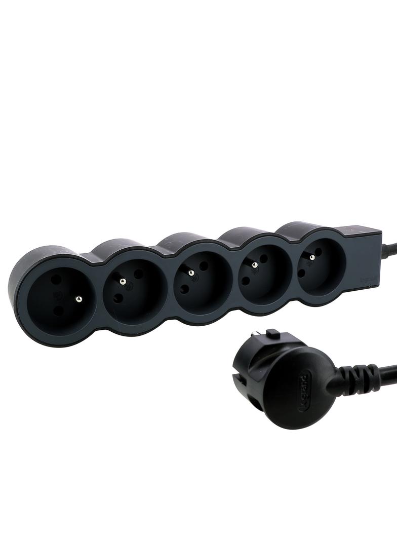 PRZEDŁUŻACZ STANDARD 5X2P+Z, Z PRZEWODEM 3.0 METRA 3X1.5 MM2 - CZARNY/GRAFITOWY, Legrand