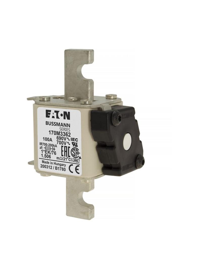 FUSE 100A 690V 1*EK/76 AR UC Wkładka szybka 100A AC 690V rozmiar 1 45x59x102 mm aR, 170M3362 EATON