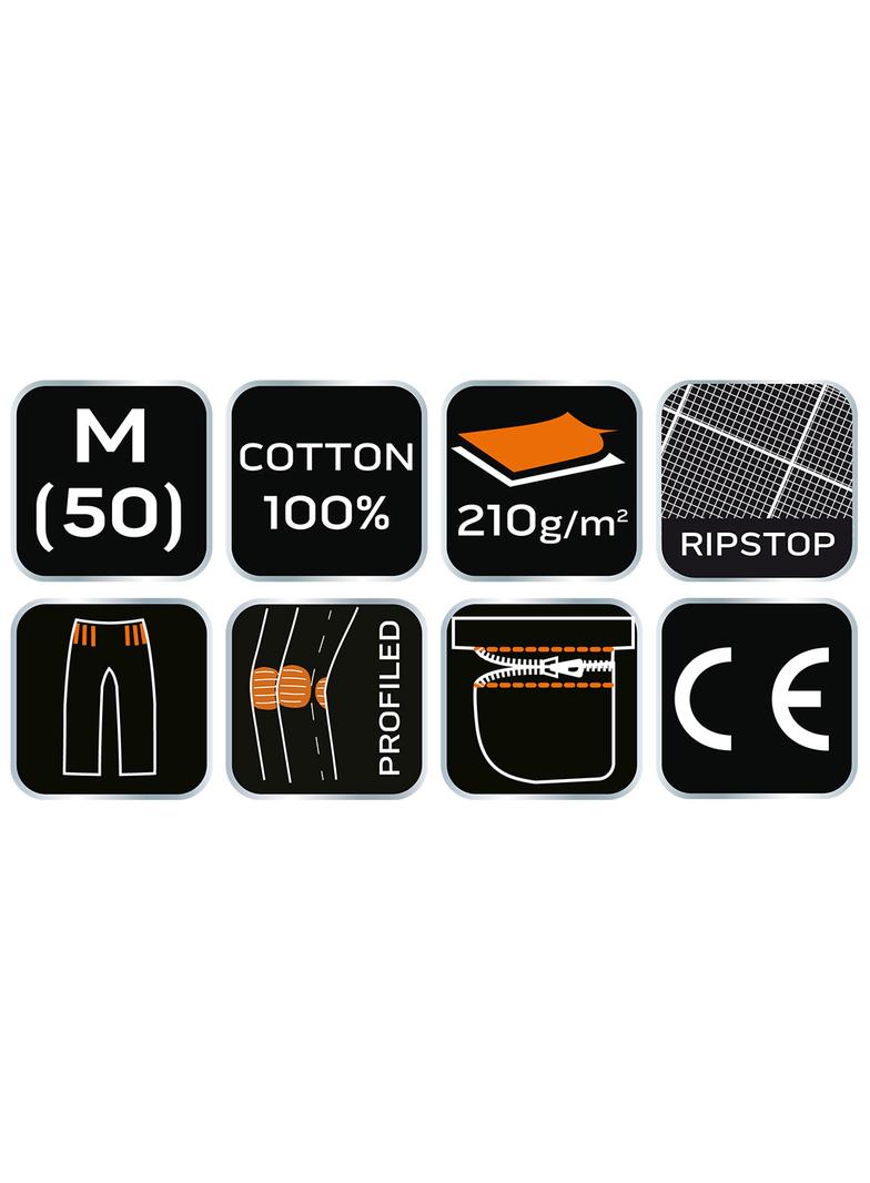 Spodnie robocze PREMIUM, 100% bawełna, ripstop, rozmiar M