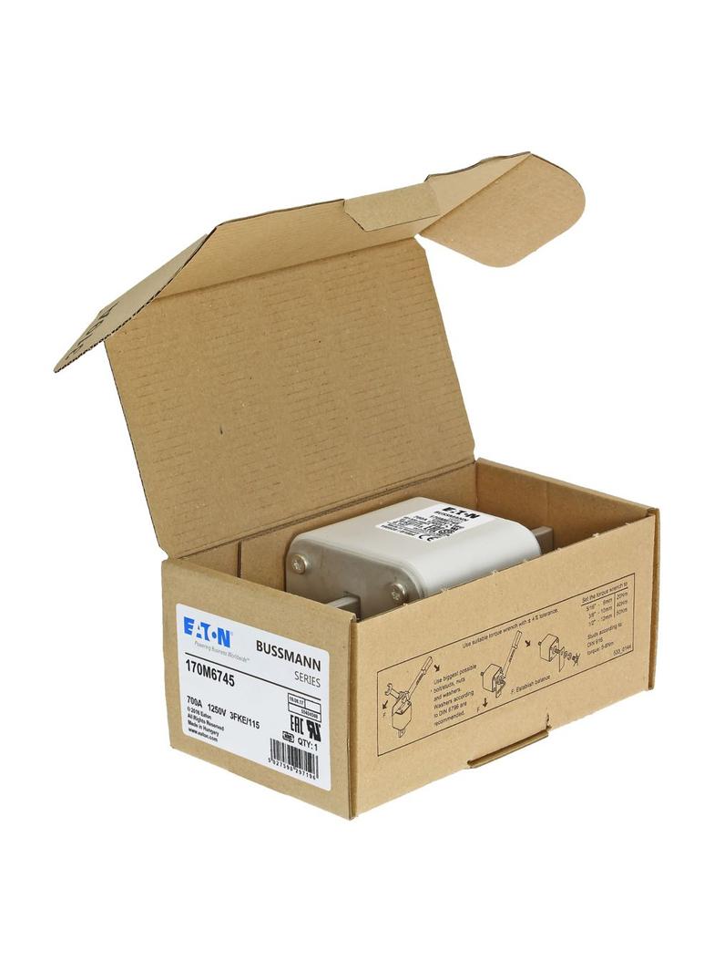 FUSE 700A 1250V 3FKE/115 AR CU Wkładka szybka 700A AC 1250V rozmiar 3 76x92x159 mm aR IEC, 170M6745