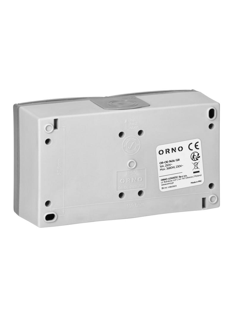 Gniazdo podwójne natynkowe hermetyczne AQUATIC PRO IP55 16A 230V AC Szaro-Grafitowy OR-OE-7406/GR ORNO