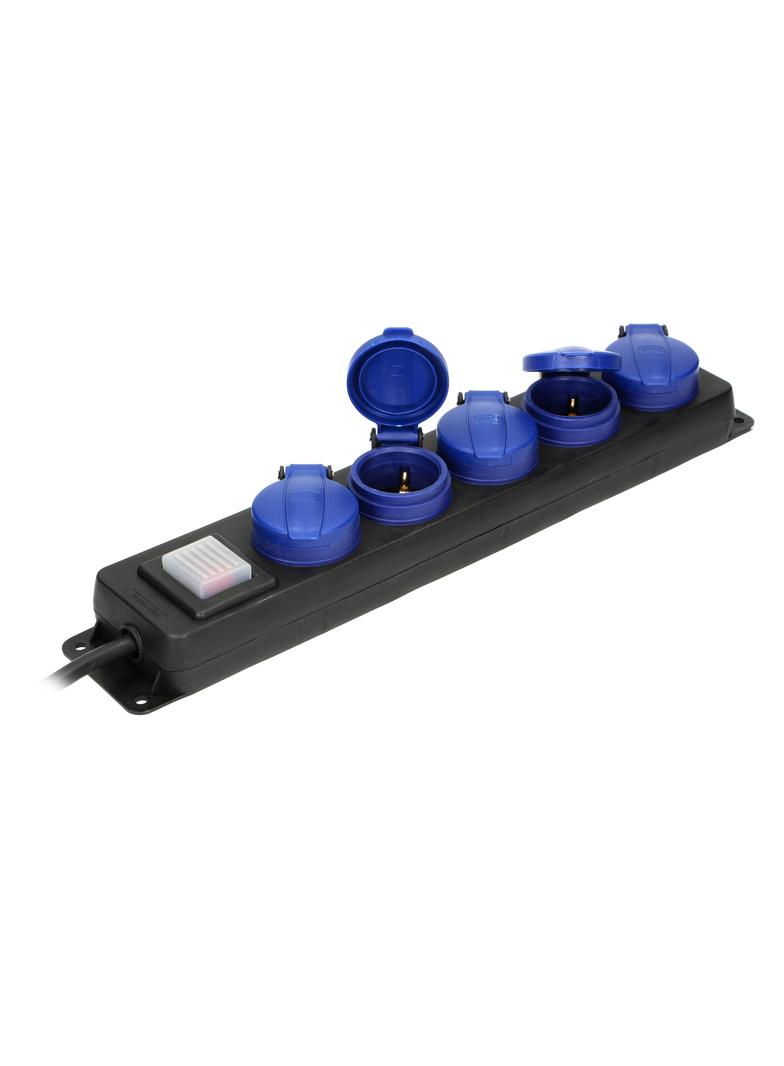 Przedłużacz warsztatowy bryzgoszczelny z wyłącznikiem 5 gniazd (schuko) IP44 przewód gumowy OR-AE-13