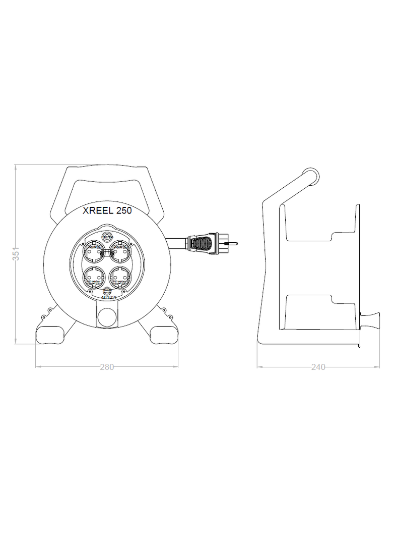 Przedłużacz zwijany jednofazowy XREEL 20 mb H05VV-F 3x1,5 (OWY) wtyczka gumowa 16A IP20 92503T48123 PCE